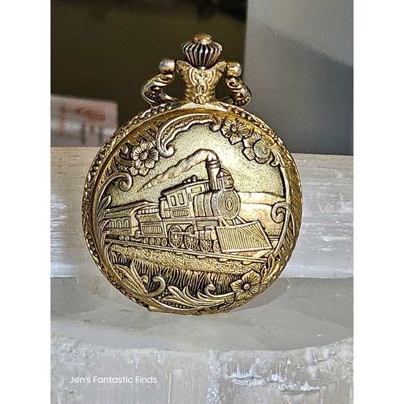 Milan Pocket Watch with Chain-link Necklace 39-46" Steam Punk Antique Gold - Picture 2 of 12